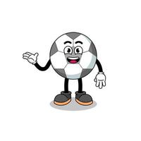 soccer ball cartoon with welcome pose vector