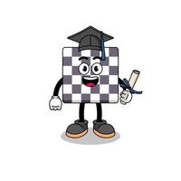 chessboard mascot with graduation pose vector