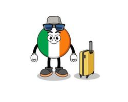 mascota de la bandera de irlanda haciendo vacaciones vector