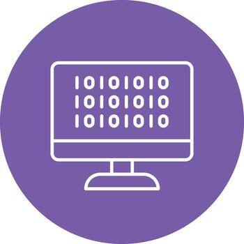 icono de fondo de círculo de línea de código binario vector