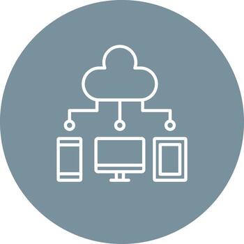 icono de fondo de círculo de línea de computación en la nube vector