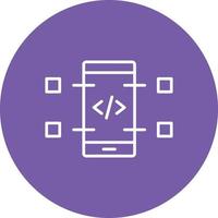 Mobile Coding Line Circle Background Icon vector