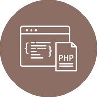 icono de fondo de círculo de línea de codificación php vector