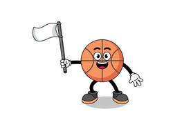 ilustración de dibujos animados de baloncesto con una bandera blanca
