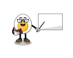 Mascot cartoon of boiled egg teacher vector