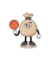 ilustración de saco de dinero como jugador de baloncesto