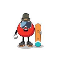 caricatura de mascota de jugador de snowboard de sangre vector