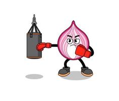 ilustración de boxeador de cebolla en rodajas vector
