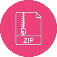 icono de fondo de círculo de línea de archivo zip vector