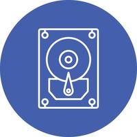 Hard Disk Line Circle Background Icon vector