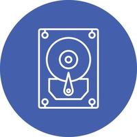 Hard Disk Line Circle Background Icon vector