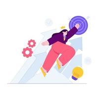 Self growth concept vector Illustration idea for landing page template, personal development progress stages, reaching for career goals and success, ambition and potential accomplishment. Hand drawn