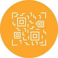 QR Code Line Circle Background Icon vector