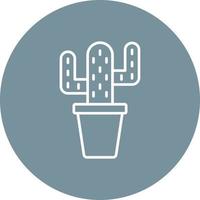 Cactus Line Circle Background Icon vector