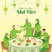 selamat hari raya idul fitri es otro idioma de feliz eid mubarak en indonesio vector