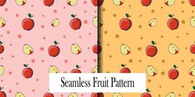 two sets of seamless apple fruit patterns for backgrounds, textiles, wallpaper and more vector