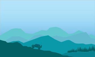 Illustration car going to mountain vector