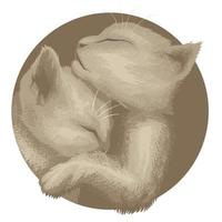 Cats Hugging Vintage Style Two Cats vector