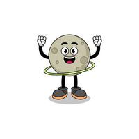 Character Illustration of moon playing hula hoop vector