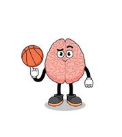 ilustración del cerebro como jugador de baloncesto vector