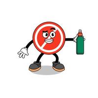 stop sign illustration cartoon holding mosquito repellent vector