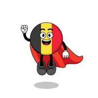 belgium flag cartoon with flying superhero vector
