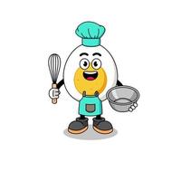 Illustration of boiled egg as a bakery chef vector