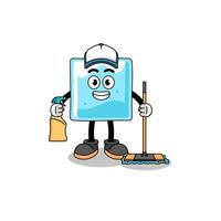 Character mascot of ice block as a cleaning services vector