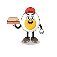 boiled egg illustration as a pizza deliveryman vector