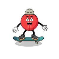 cricket ball mascot playing a skateboard vector