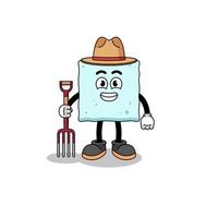 Cartoon mascot of sugar cube farmer vector