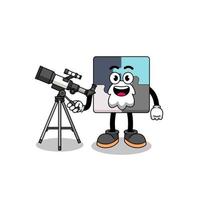 Illustration of jigsaw puzzle mascot as an astronomer vector