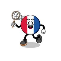 Cartoon of france flag catching a butterfly vector