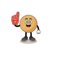 Cartoon mascot of biscuit round number 1 fans vector