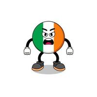 ilustración de dibujos animados de bandera de irlanda con expresión enojada vector