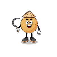 Illustration of biscuit round as an asian farmer vector