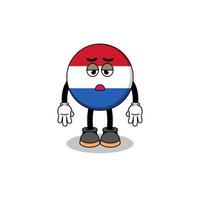 netherlands flag cartoon with fatigue gesture vector