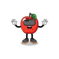 ilustración de apple con auriculares vr vector