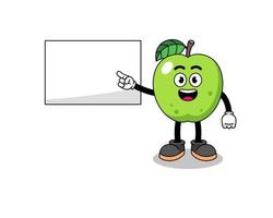 ilustración de manzana verde haciendo una presentación vector