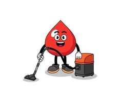 Character mascot of blood holding vacuum cleaner vector