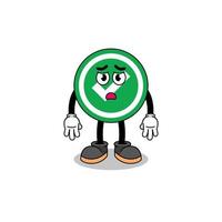 check mark cartoon illustration with sad face vector