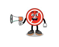 stop sign cartoon illustration holding megaphone vector