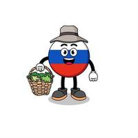 ilustración de personaje de la bandera de rusia como herbolario vector