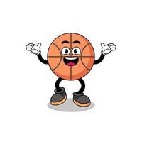 basketball cartoon searching with happy gesture vector