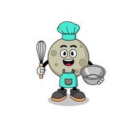 Illustration of moon as a bakery chef vector