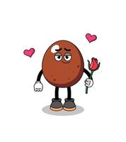 chocolate egg mascot falling in love vector