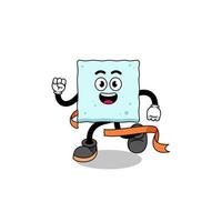 Mascot cartoon of sugar cube running on finish line vector