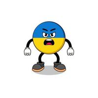 ukraine flag cartoon illustration with angry expression vector