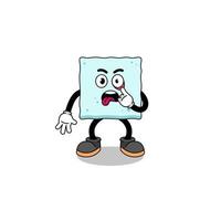 Character Illustration of sugar cube with tongue sticking out vector