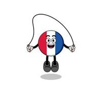 france flag mascot cartoon is playing skipping rope vector